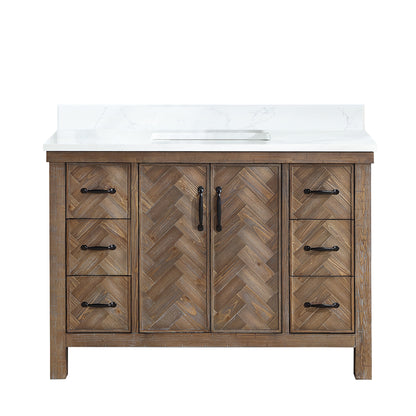 Javier 48" Free-standing Single Bath Vanity in Spruce Antique Gray with White Grain Composite Stone Top
