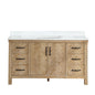 Javier 60" Free-standing Single Bath Vanity in Spruce Antique Brown with White Grain Composite Stone Top
