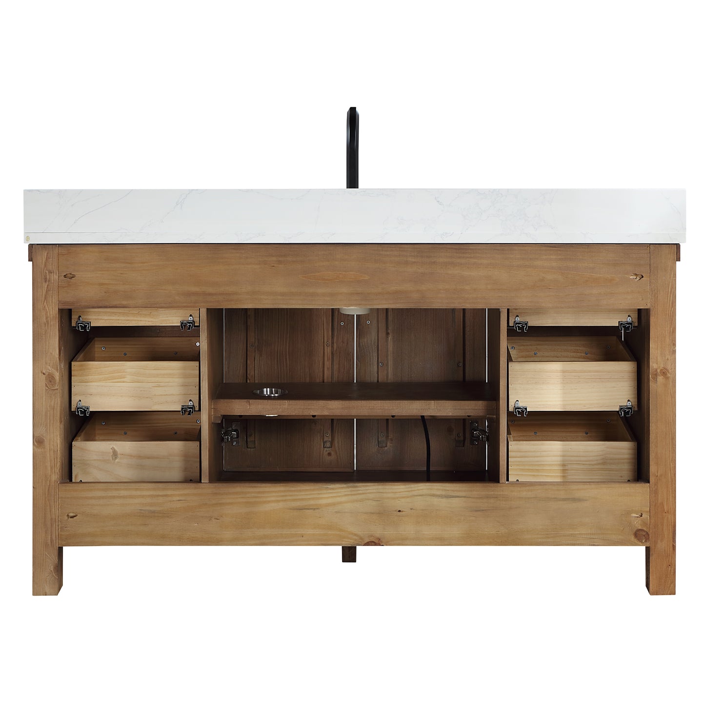 Javier 60" Free-standing Single Bath Vanity in Spruce Antique Gray with White Grain Composite Stone Top