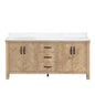 Javier 72" Free-standing Double Bath Vanity in Spruce Antique Brown with White Grain Composite Stone Top