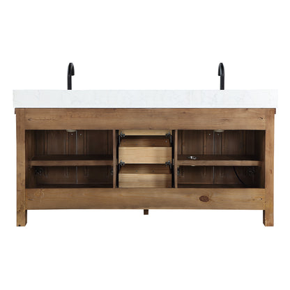 Javier 72" Free-standing Double Bath Vanity in Spruce Antique Gray with White Grain Composite Stone Top