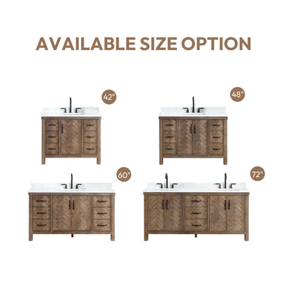 Javier 72" Free-standing Double Bath Vanity in Spruce Antique Gray with White Grain Composite Stone Top
