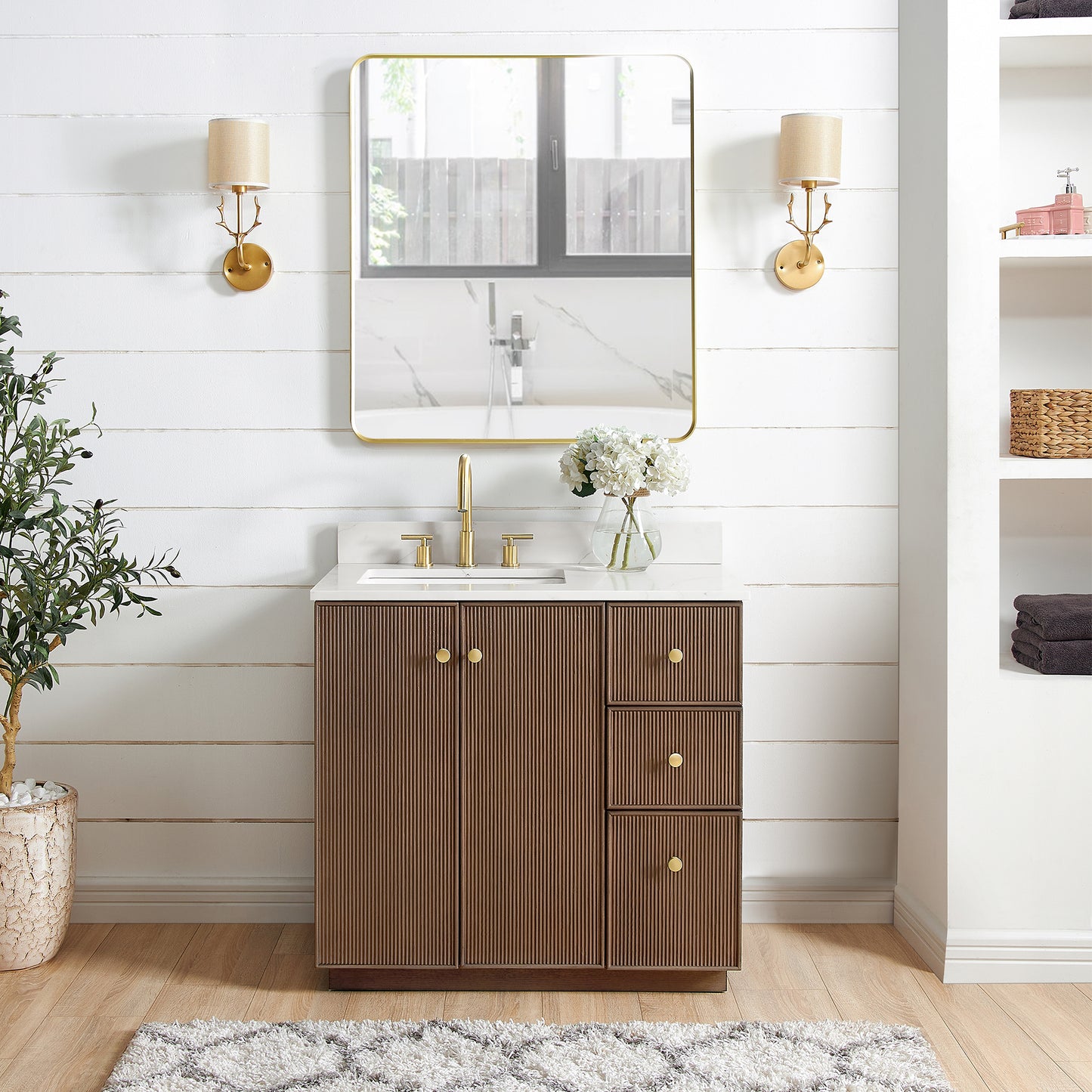 Oza 36" Free-standing Single Bath Vanity in Aged Dark Brown Oak