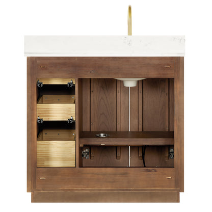 Oza 36" Free-standing Single Bath Vanity in Aged Dark Brown Oak