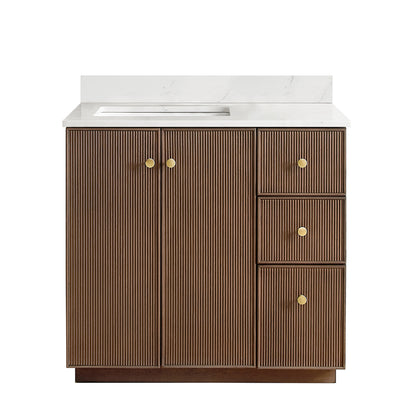 Oza 36" Free-standing Single Bath Vanity in Aged Dark Brown Oak