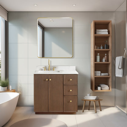 Oza 36" Free-standing Single Bath Vanity in Aged Dark Brown Oak