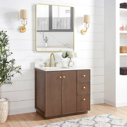 Oza 36" Free-standing Single Bath Vanity in Aged Dark Brown Oak