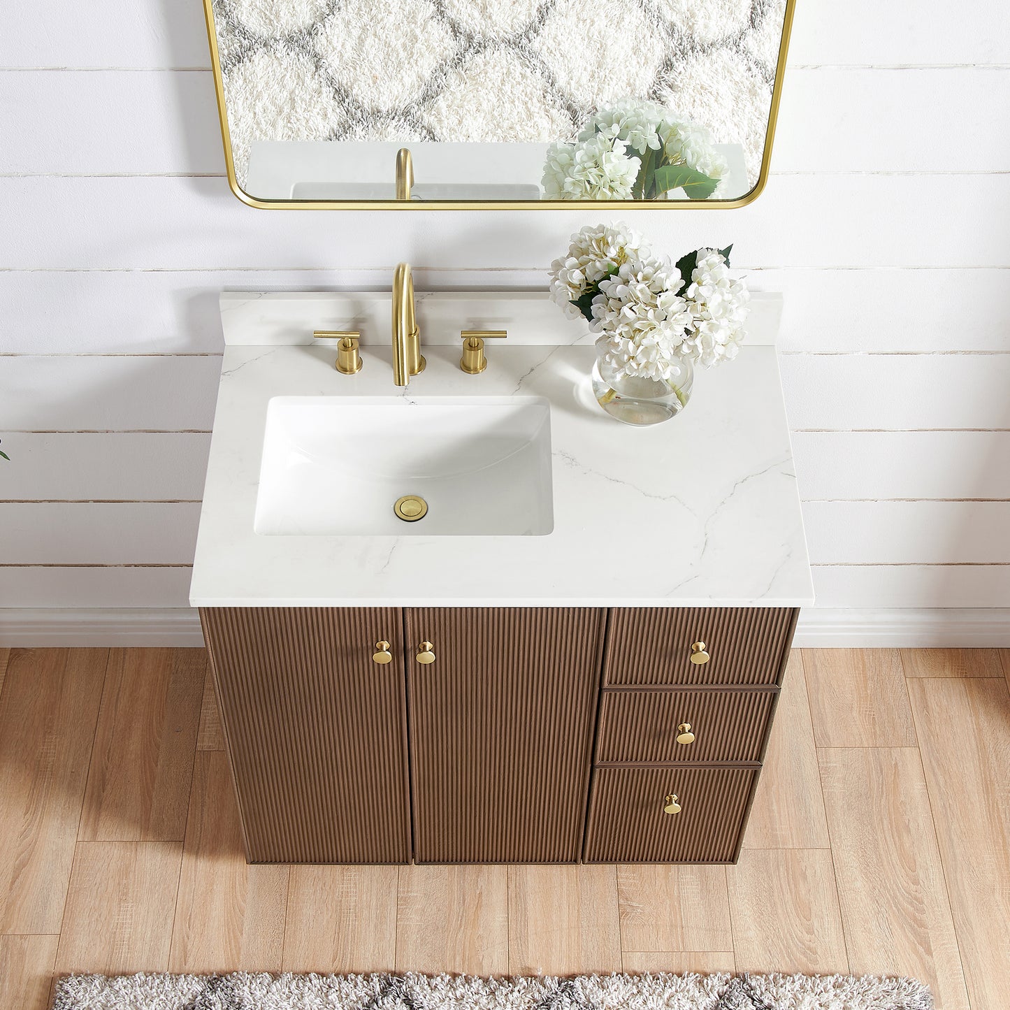 Oza 36" Free-standing Single Bath Vanity in Aged Dark Brown Oak