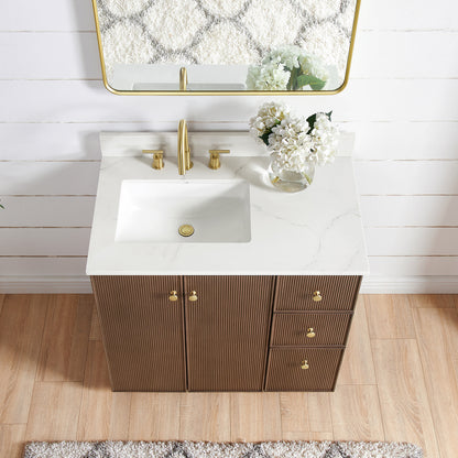 Oza 36" Free-standing Single Bath Vanity in Aged Dark Brown Oak
