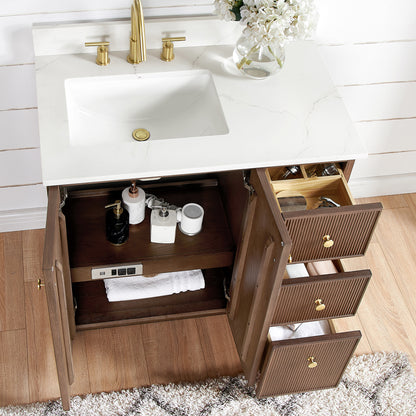 Oza 36" Free-standing Single Bath Vanity in Aged Dark Brown Oak