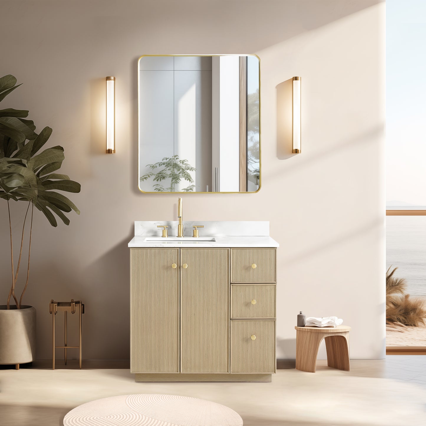 Oza 36" Free-standing Single Bath Vanity in Aged Natural Oak