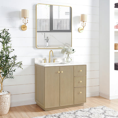 Oza 36" Free-standing Single Bath Vanity in Aged Natural Oak
