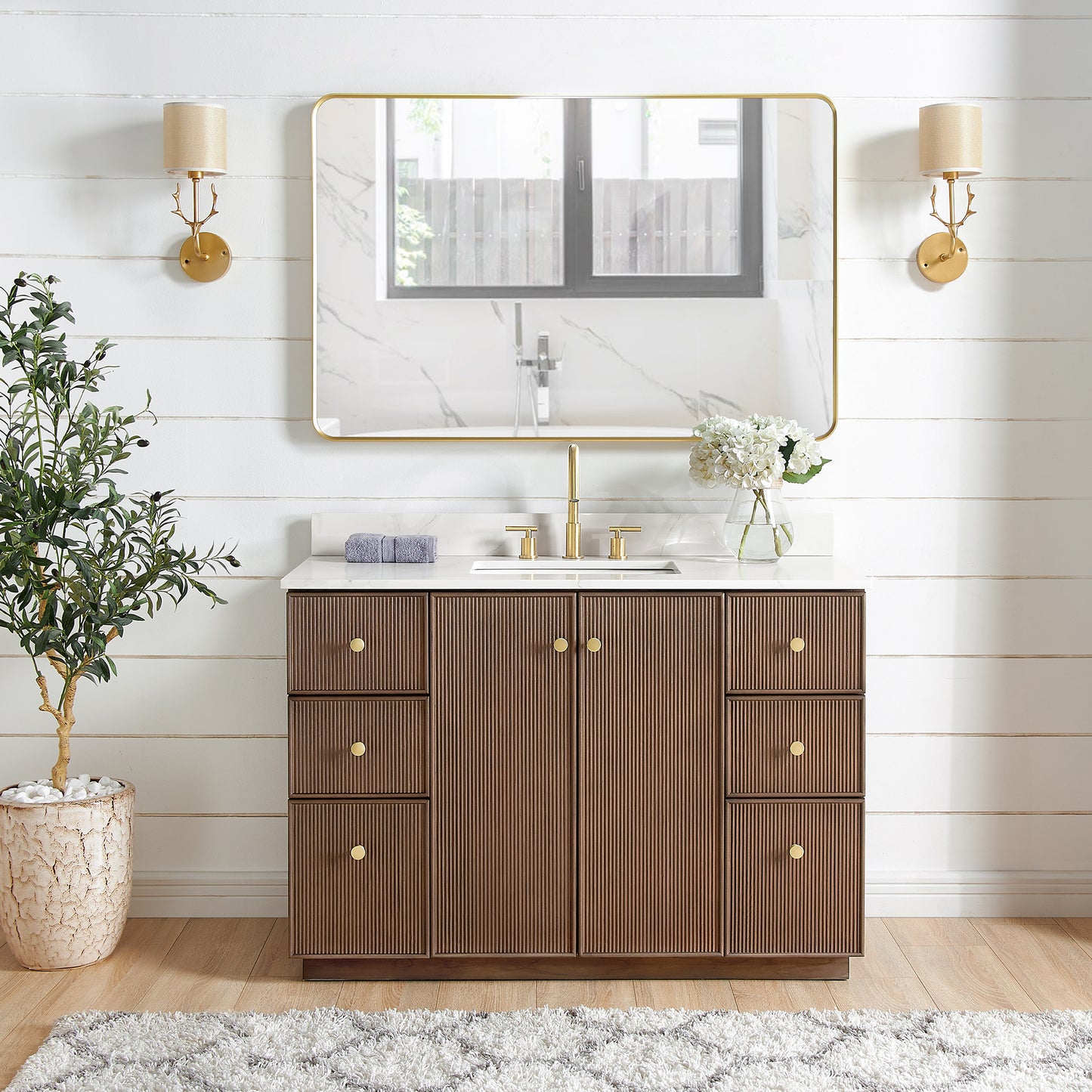 Oza 48" Free-standing Single Bath Vanity in Aged Dark Brown Oak