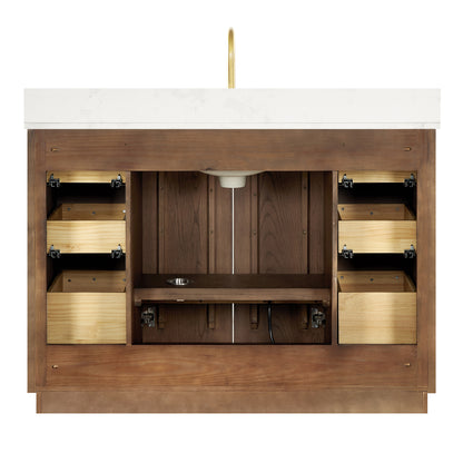 Oza 48" Free-standing Single Bath Vanity in Aged Dark Brown Oak