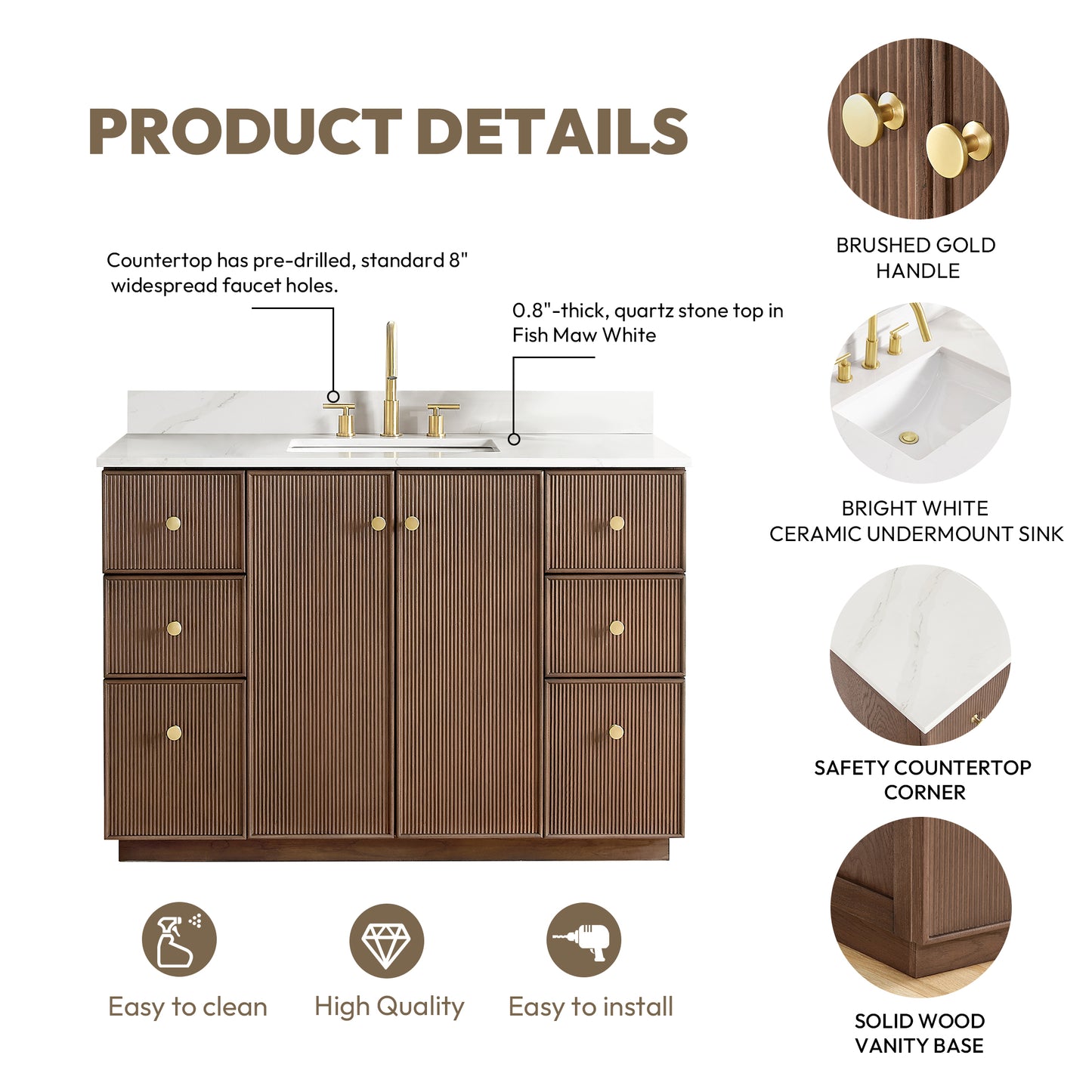 Oza 48" Free-standing Single Bath Vanity in Aged Dark Brown Oak