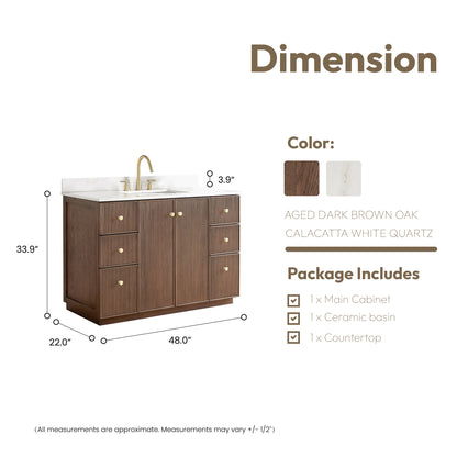 Oza 48" Free-standing Single Bath Vanity in Aged Dark Brown Oak