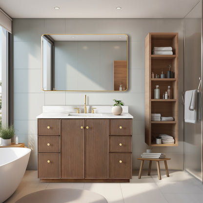 Oza 48" Free-standing Single Bath Vanity in Aged Dark Brown Oak