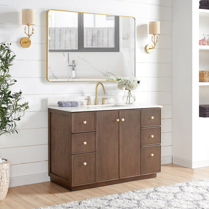 Oza 48" Free-standing Single Bath Vanity in Aged Dark Brown Oak