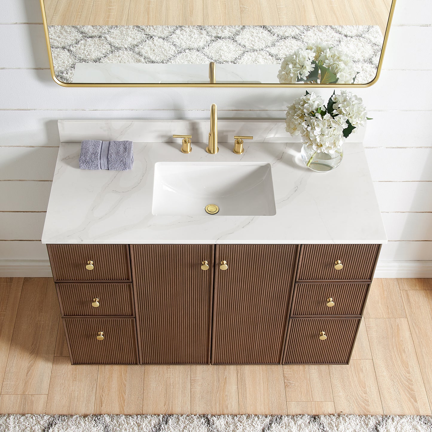 Oza 48" Free-standing Single Bath Vanity in Aged Dark Brown Oak