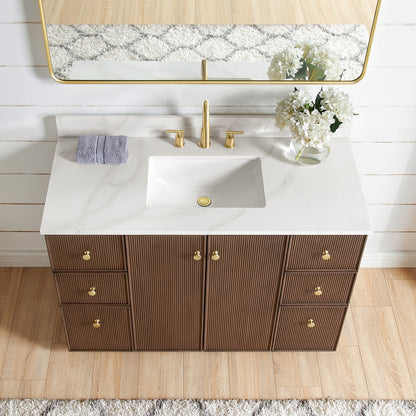 Oza 48" Free-standing Single Bath Vanity in Aged Dark Brown Oak