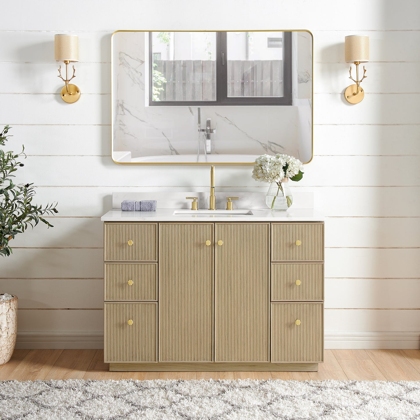 Oza 48" Free-standing Single Bath Vanity in Aged Natural Oak
