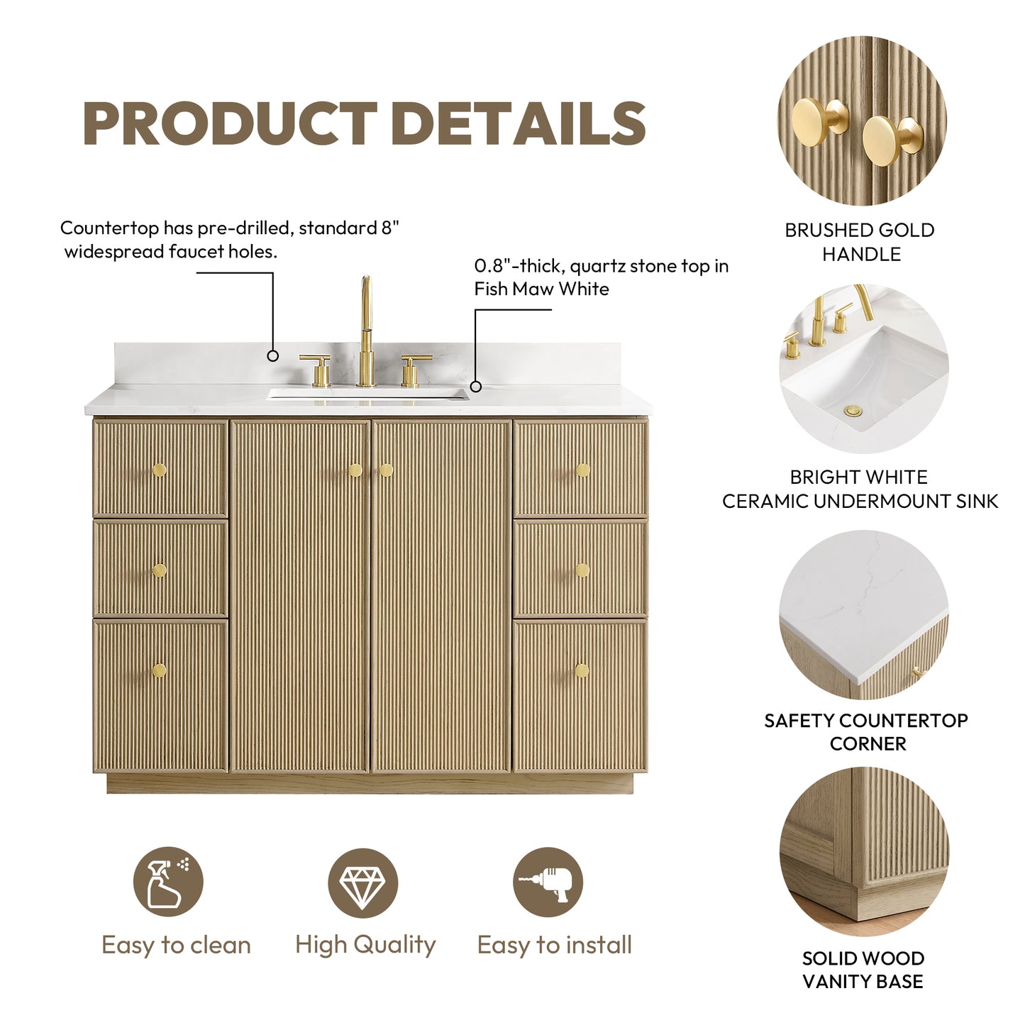 Oza 48" Free-standing Single Bath Vanity in Aged Natural Oak