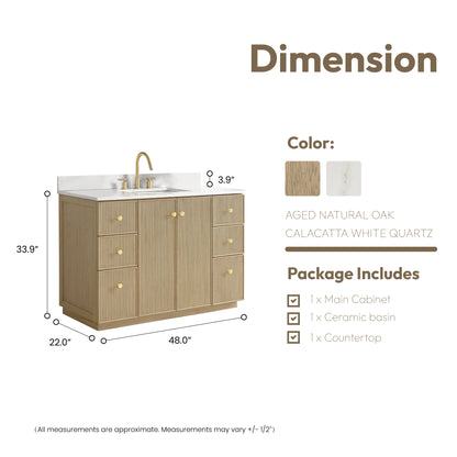 Oza 48" Free-standing Single Bath Vanity in Aged Natural Oak