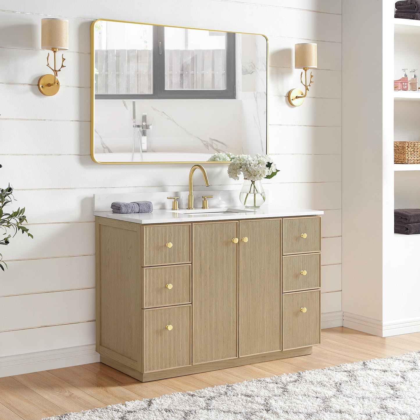 Oza 48" Free-standing Single Bath Vanity in Aged Natural Oak