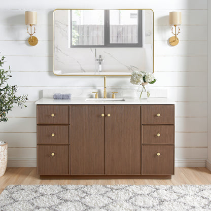 Oza 60" Free-standing Single Bath Vanity in Aged Dark Brown Oak