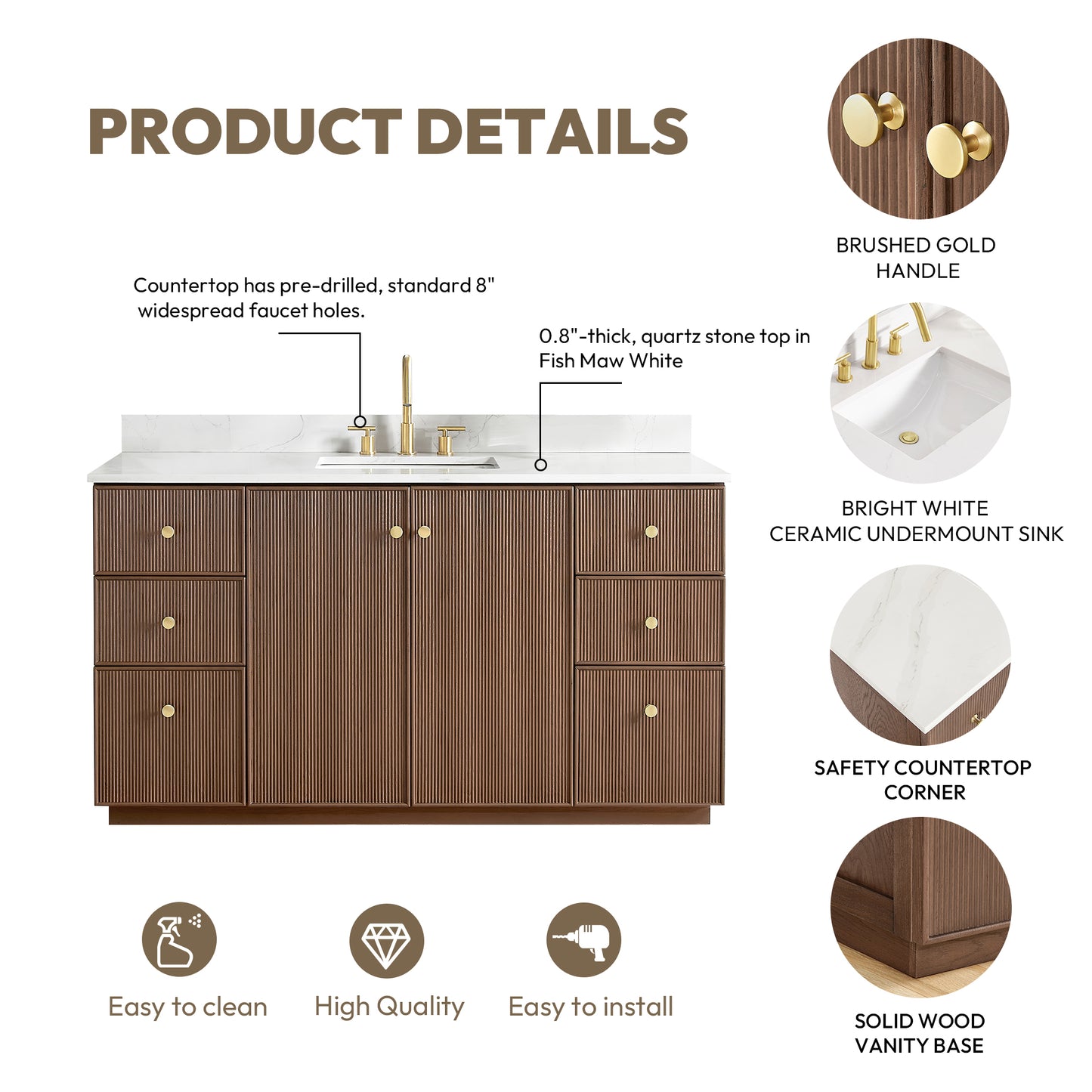 Oza 60" Free-standing Single Bath Vanity in Aged Dark Brown Oak