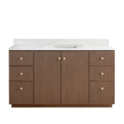 Oza 60" Free-standing Single Bath Vanity in Aged Dark Brown Oak