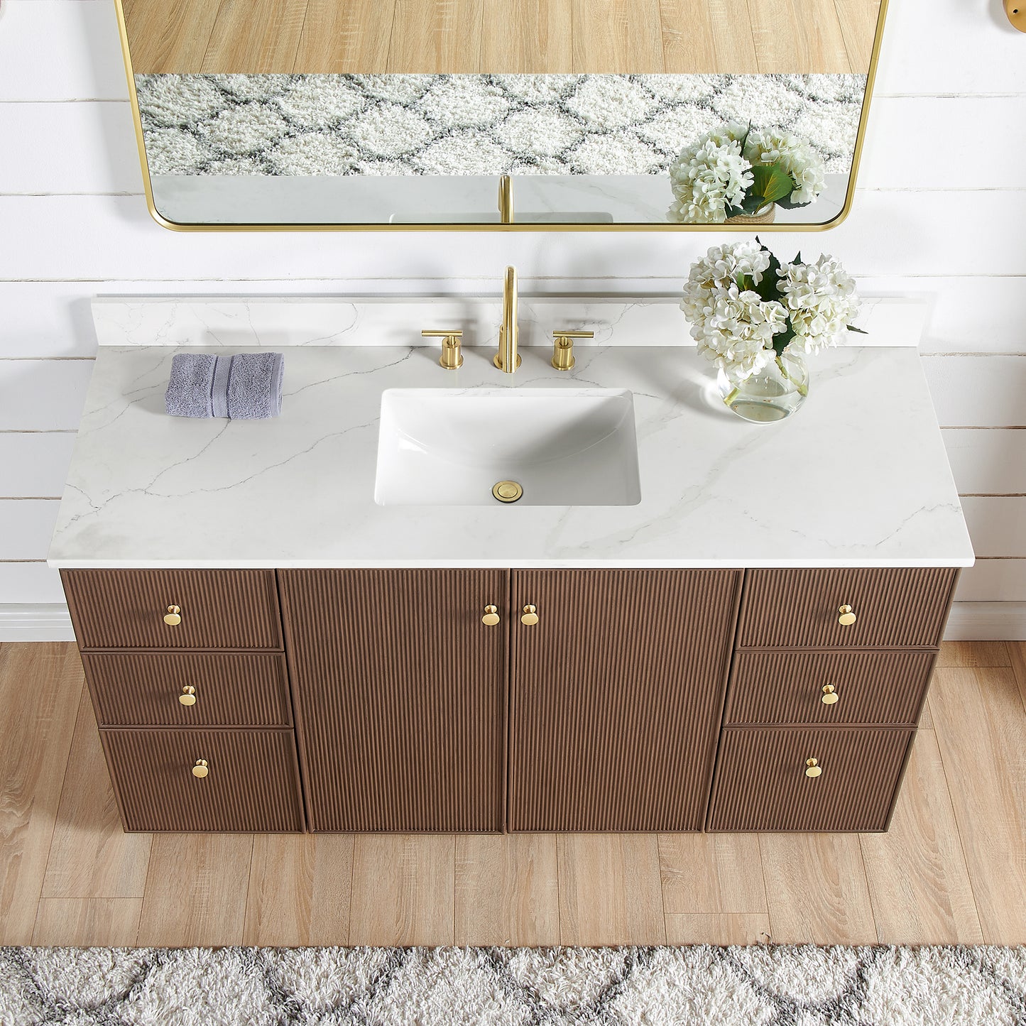 Oza 60" Free-standing Single Bath Vanity in Aged Dark Brown Oak