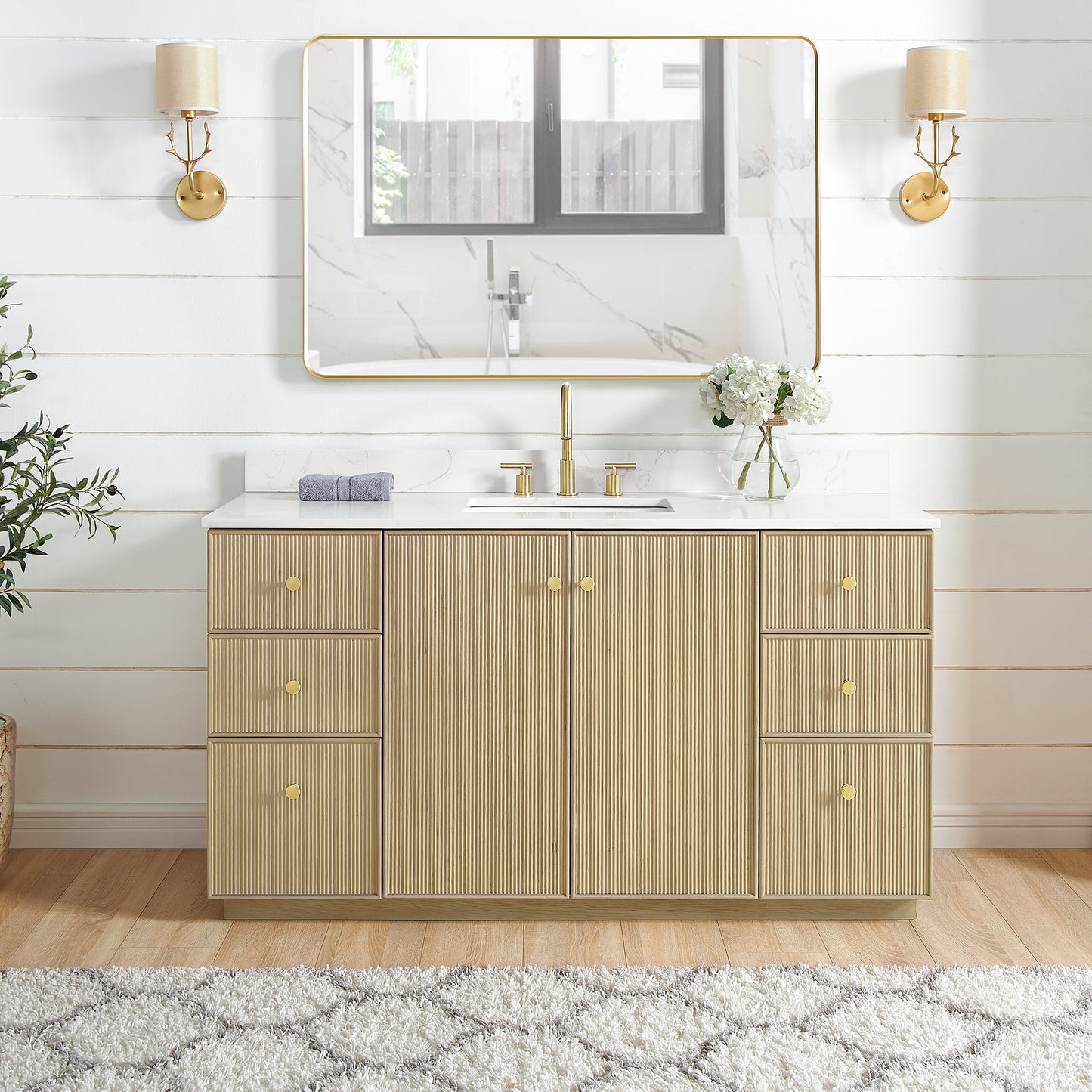 Oza 60" Free-standing Single Bath Vanity in Aged Natural Oak