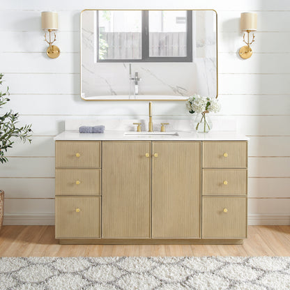 Oza 60" Free-standing Single Bath Vanity in Aged Natural Oak