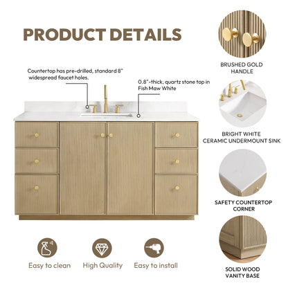 Oza 60" Free-standing Single Bath Vanity in Aged Natural Oak