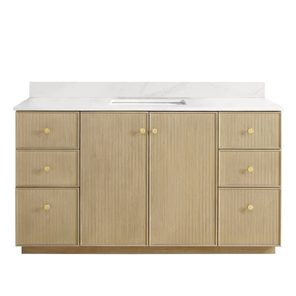 Oza 60" Free-standing Single Bath Vanity in Aged Natural Oak