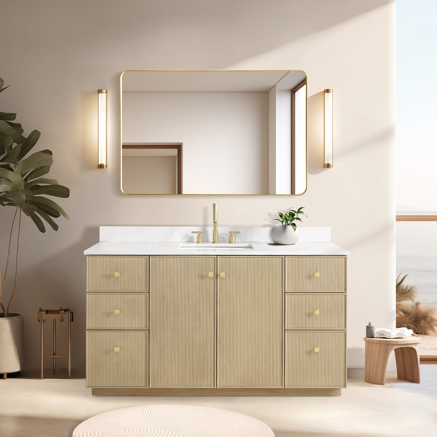 Oza 60" Free-standing Single Bath Vanity in Aged Natural Oak