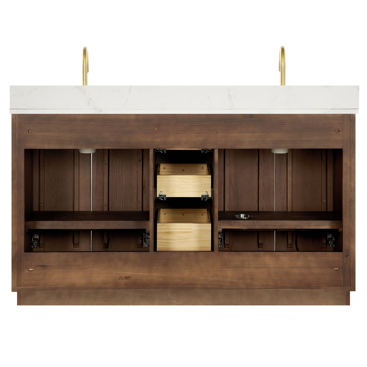 Oza 60M" Free-standing Double Bath Vanity in Aged Dark Brown Oak