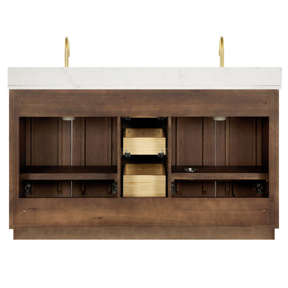 Oza 60M" Free-standing Double Bath Vanity in Aged Dark Brown Oak