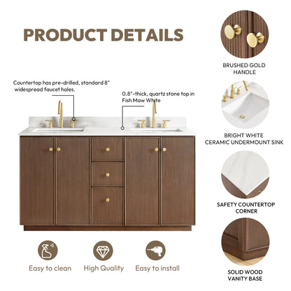 Oza 60M" Free-standing Double Bath Vanity in Aged Dark Brown Oak