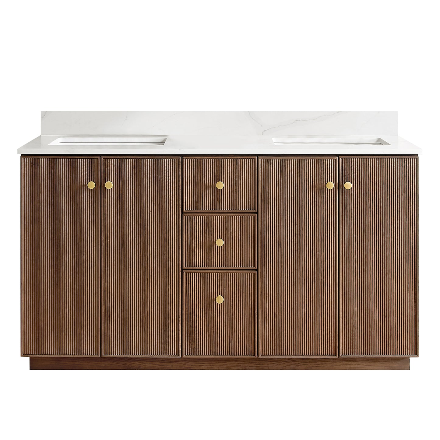 Oza 60M" Free-standing Double Bath Vanity in Aged Dark Brown Oak