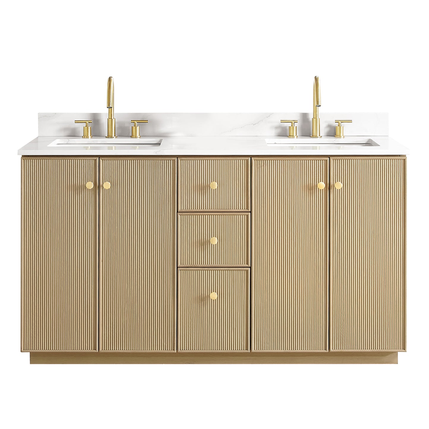 Oza 60M" Free-standing Double Bath Vanity in Aged Natural Oak