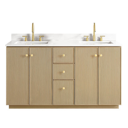 Oza 60M" Free-standing Double Bath Vanity in Aged Natural Oak