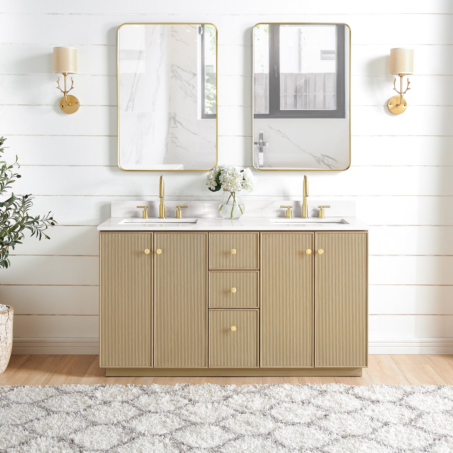 Oza 60M" Free-standing Double Bath Vanity in Aged Natural Oak