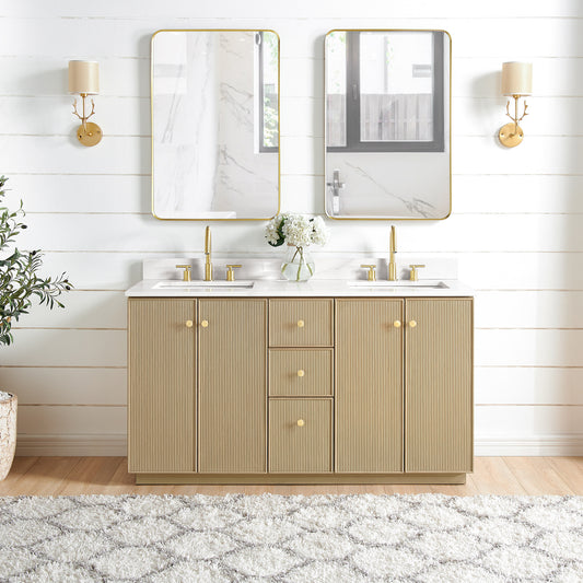 Oza 60M" Free-standing Double Bath Vanity in Aged Natural Oak