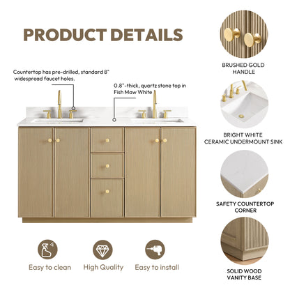 Oza 60M" Free-standing Double Bath Vanity in Aged Natural Oak