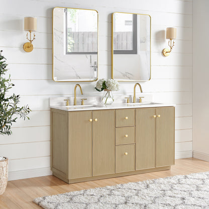 Oza 60M" Free-standing Double Bath Vanity in Aged Natural Oak