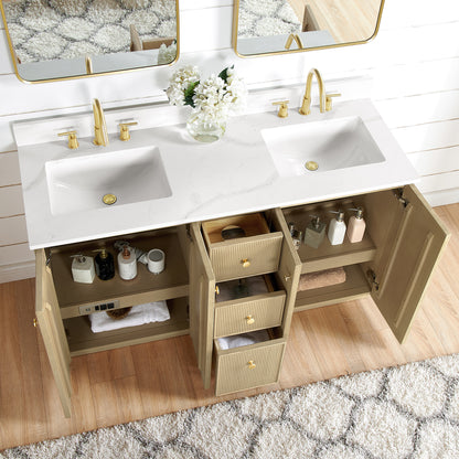 Oza 60M" Free-standing Double Bath Vanity in Aged Natural Oak
