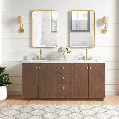 Oza 72" Free-standing Double Bath Vanity in Aged Dark Brown Oak