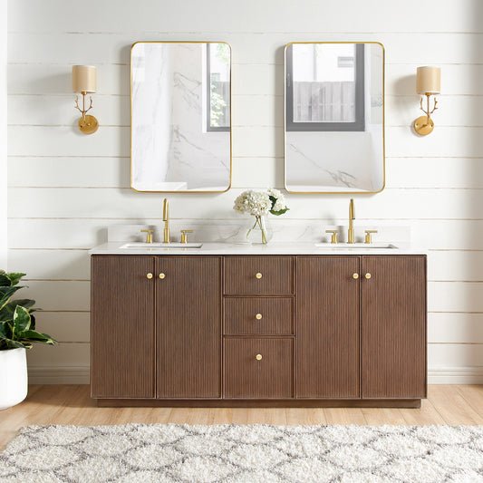 Oza 72" Free-standing Double Bath Vanity in Aged Dark Brown Oak